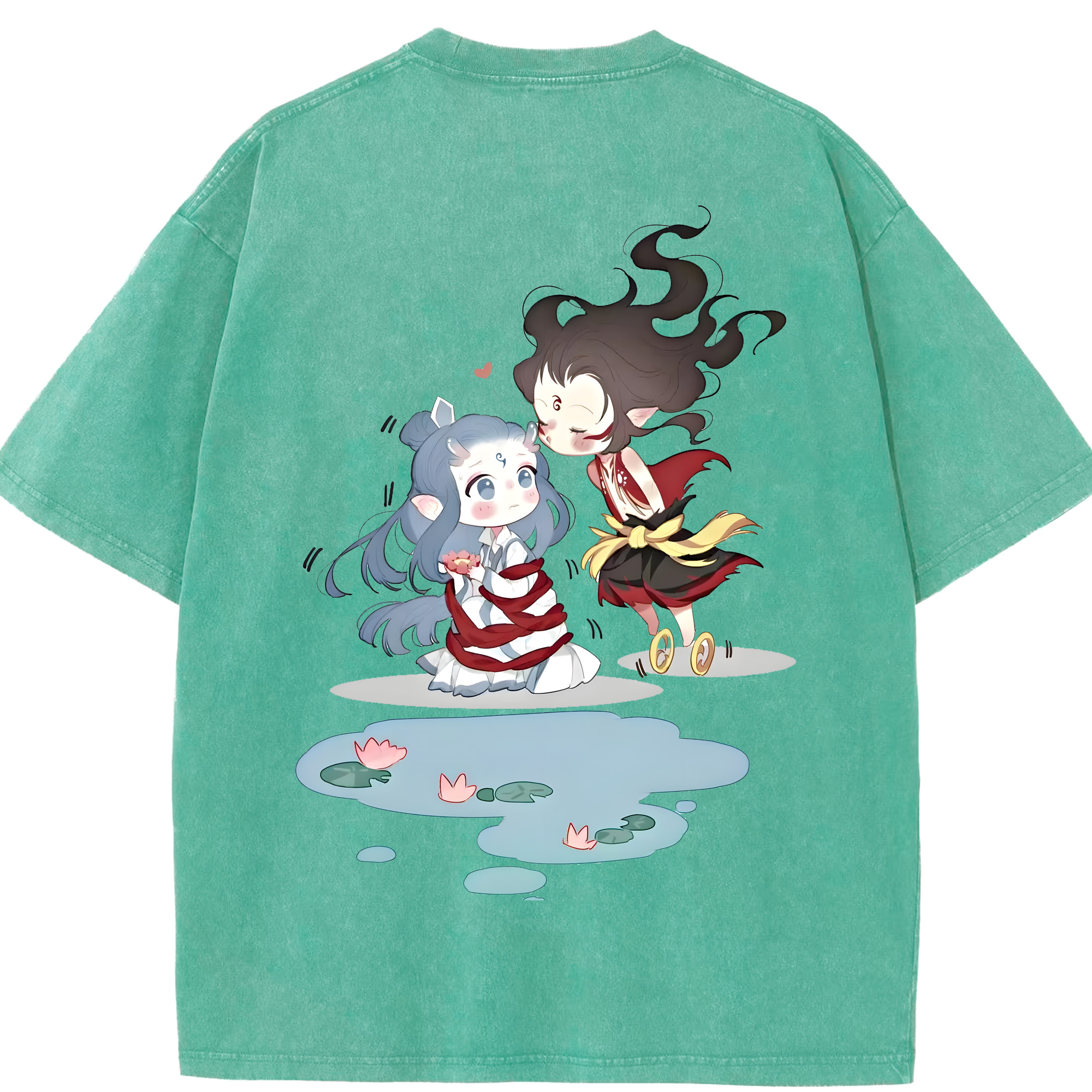 （画像用） Ne Zha 2 ナタ 魔童の大暴れ 綿100% ヴィンテージ風 半袖Tシャツ（背面プリント）